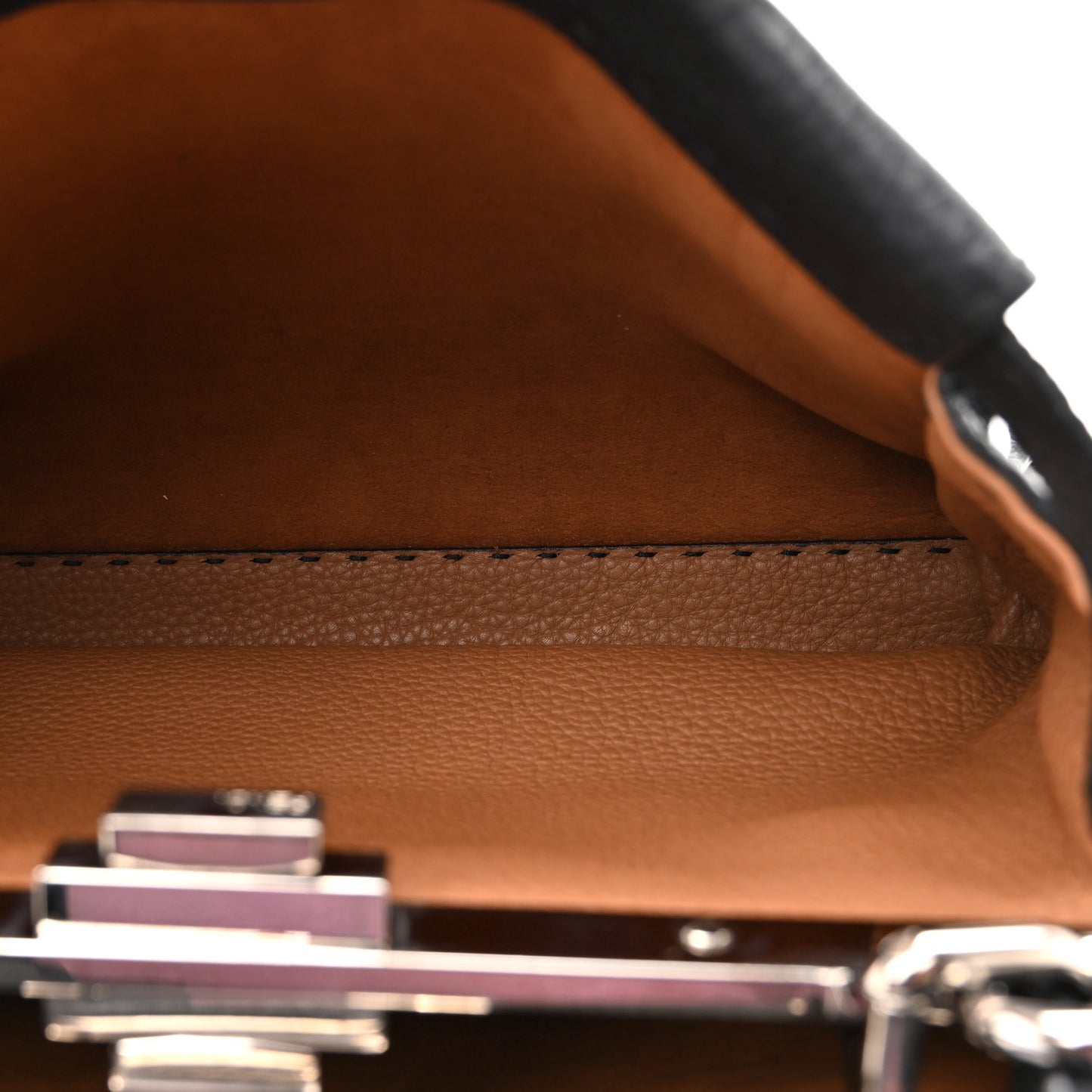 Cuoio Romano Selleria Bi-Color Medium Peekaboo Iconic Satchel Black Mou