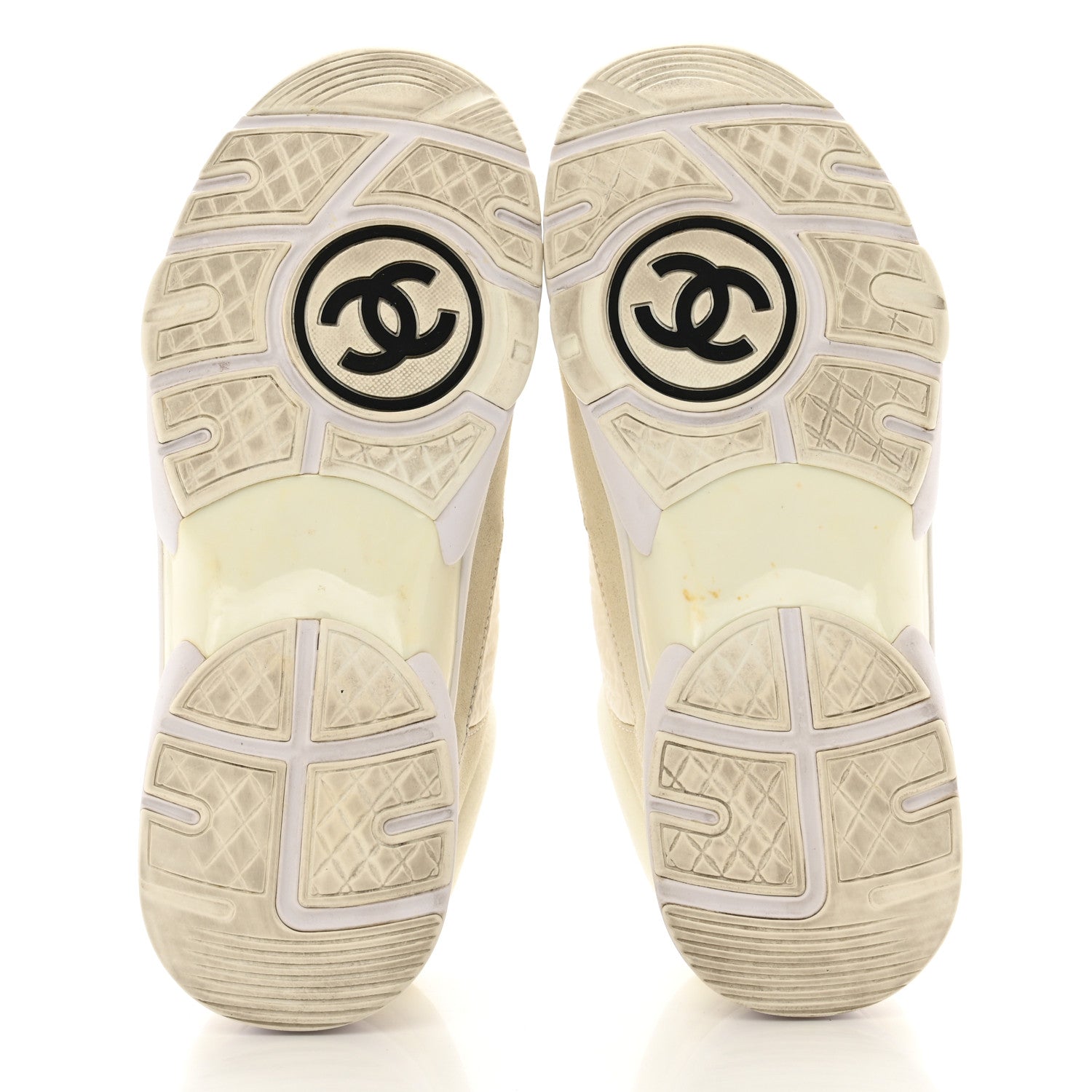 Chanel Suede Calfskin Fabric CC Sneakers 37 White 5 of 11