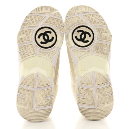 Chanel Suede Calfskin Fabric CC Sneakers 37 White 5 of 11