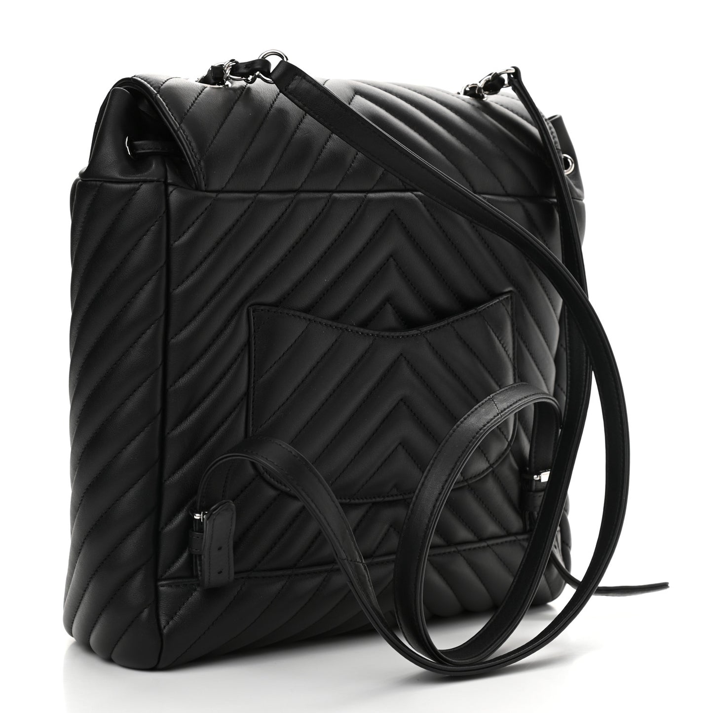 Calfskin Chevron Quilted Large Urban Spirit Backpack Black