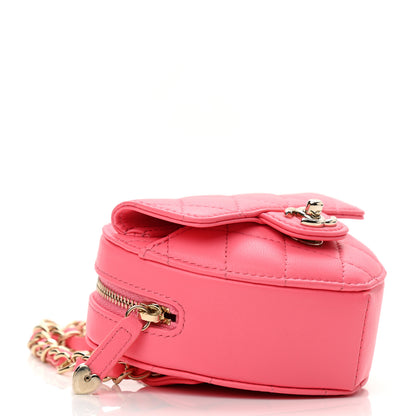 Chanel Lambskin Quilted CC In Love Heart Waist Belt Bag With Chain Pink 4 of 11