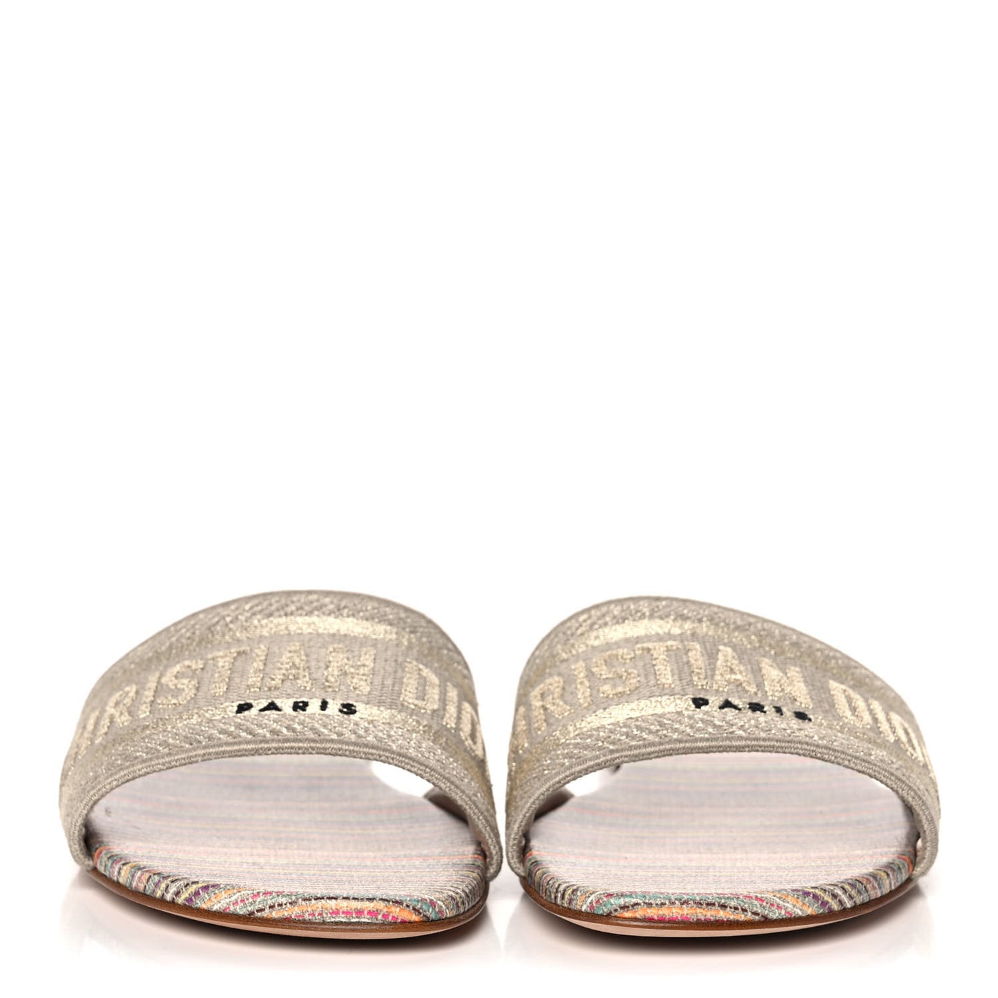 Lurex Romance Embroidered Dway Mules Slide Sandals 38 Metal Multicolor
