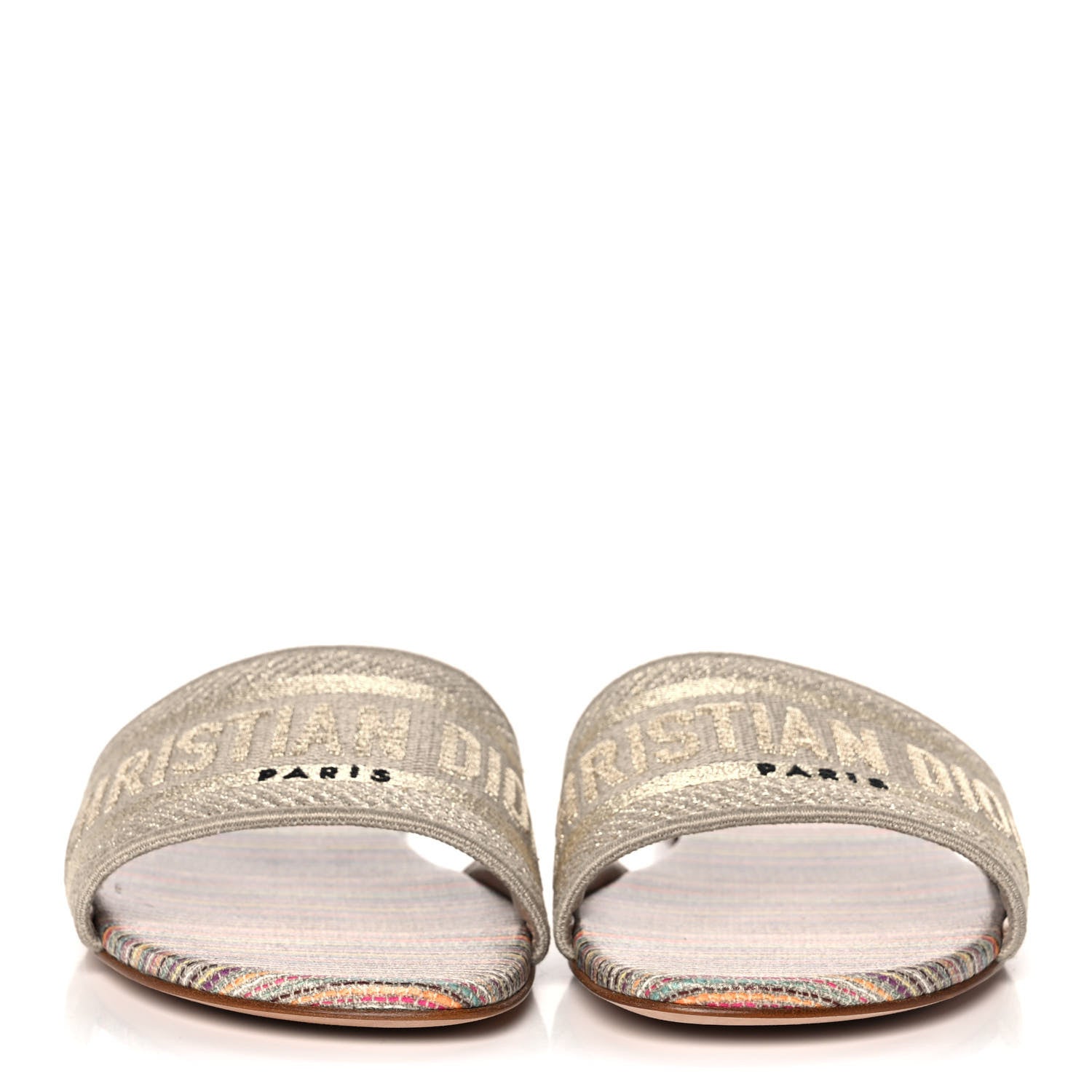 Christian Dior Lurex Romance Embroidered Dway Mules Slide Sandals 38 Metal Multicolor 2 of 9