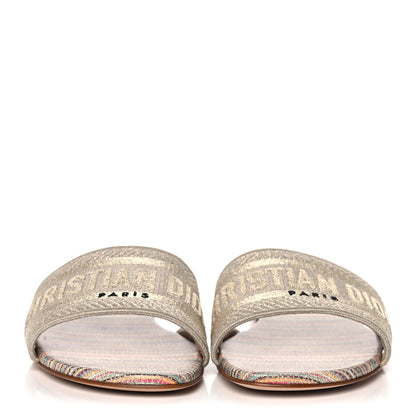 Christian Dior Lurex Romance Embroidered Dway Mules Slide Sandals 38 Metal Multicolor 2 of 9