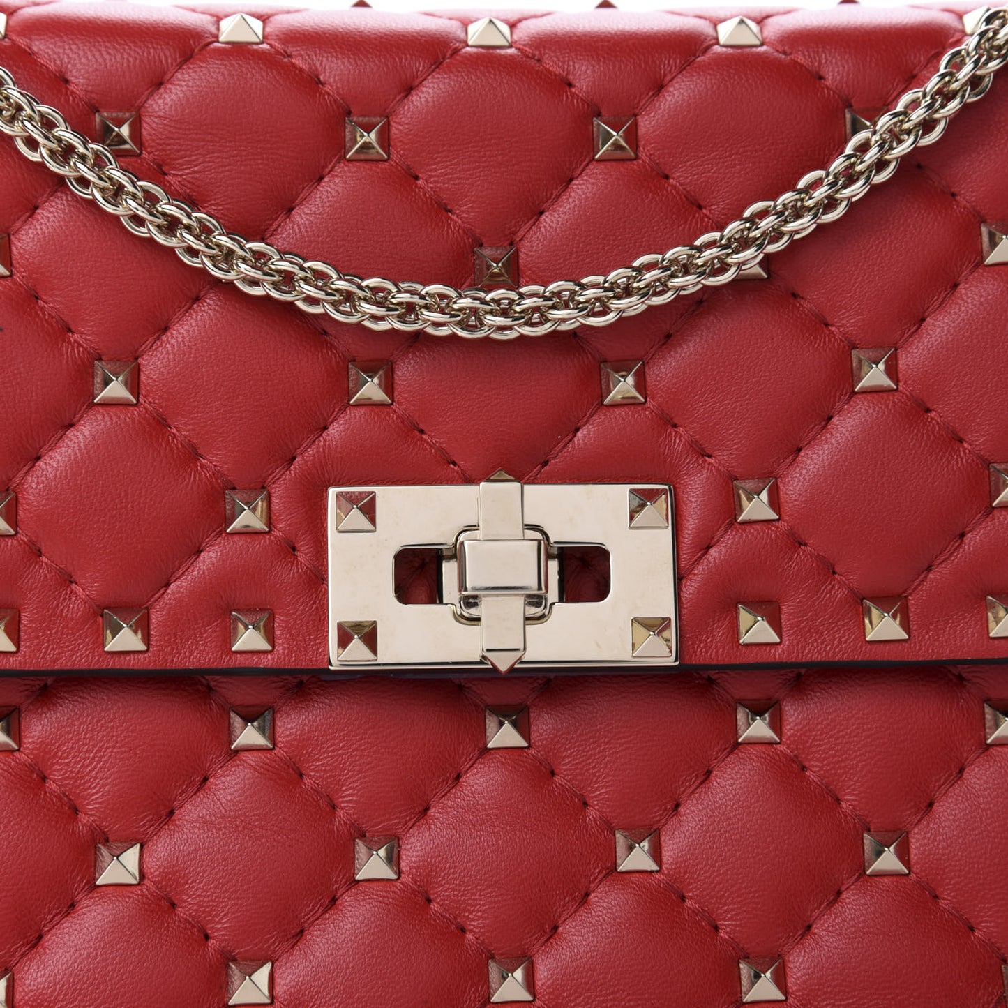 Nappa Medium Rockstud Spike Shoulder Bag Rosso Valentino