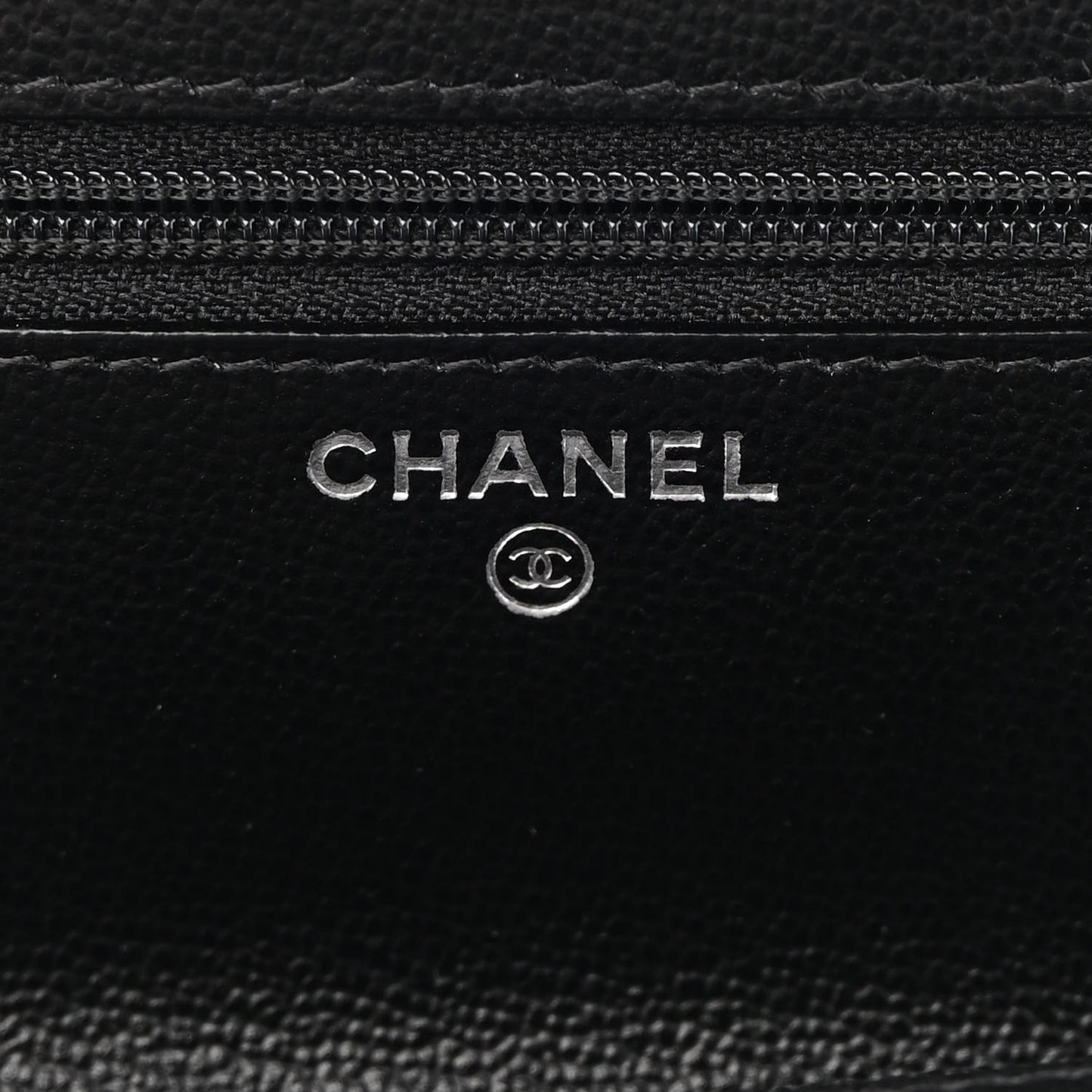 Grained Calfskin Quilted CC Box Wallet On Chain WOC Black