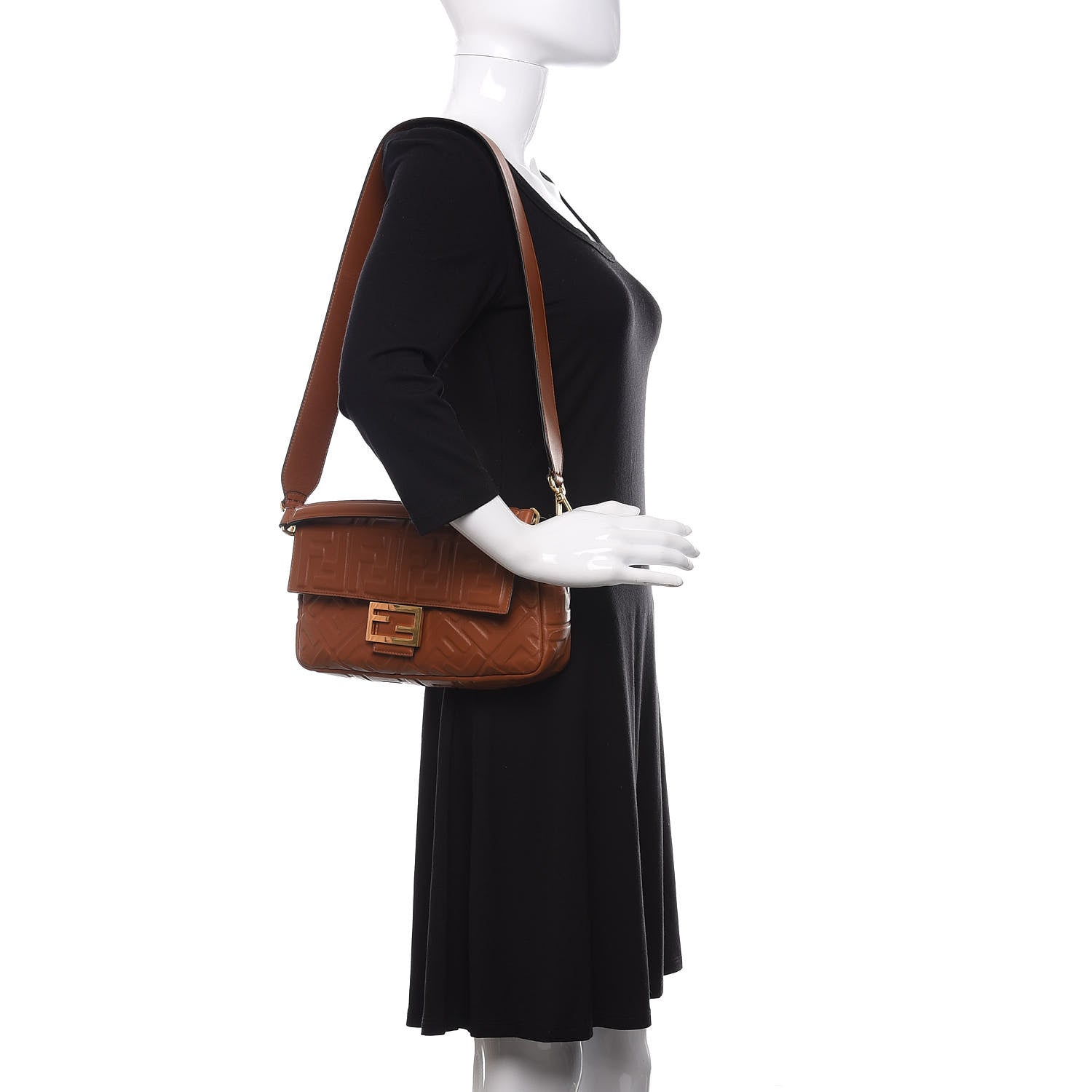 Fendi Nappa FF 1974 Embossed Baguette Coloniale 2 of 11