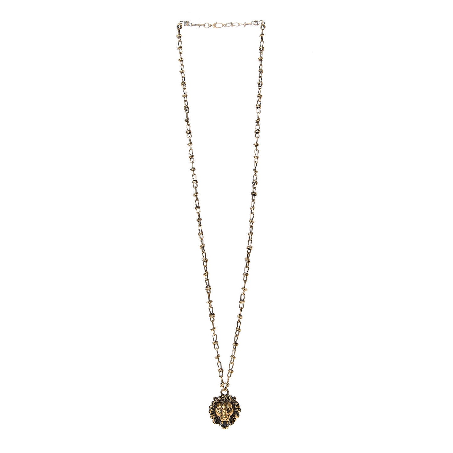 Metal Lion Head Necklace Gold
