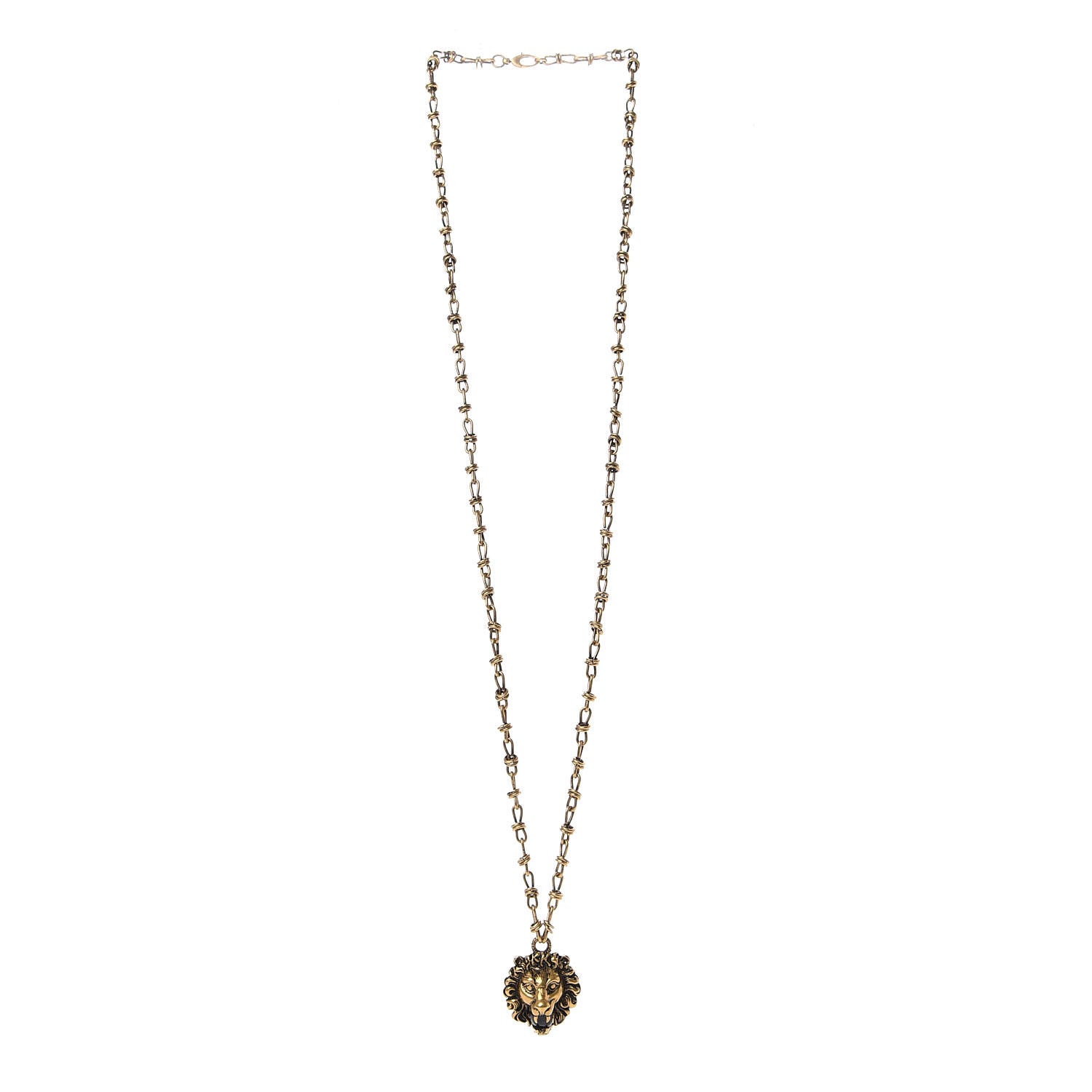 Gucci Metal Lion Head Necklace Gold 2 of 4