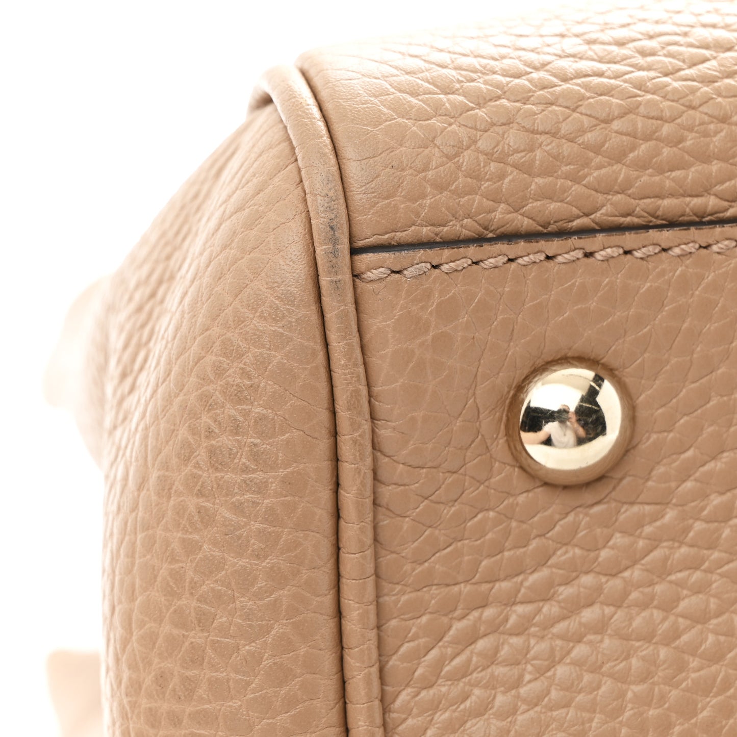 Pebbled Calfskin Medium Bamboo Shopper Tote Camelia