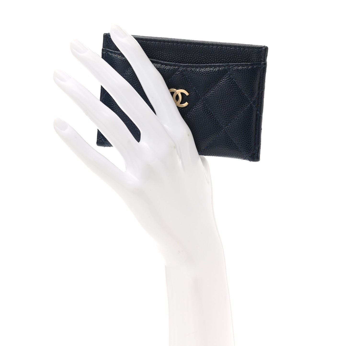 Caviar Quilted Card Holder Navy