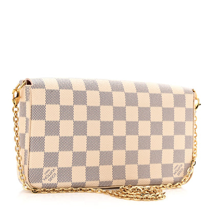 Louis Vuitton Damier Azur Pochette Felicie Chain Wallet Rose Ballerine 4 of 14