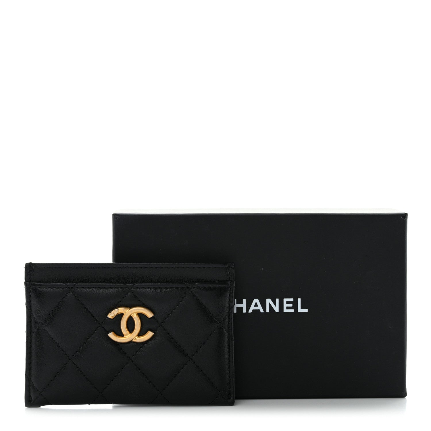 Chanel Lambskin Quilted CC Card Holder Black 12 of 12