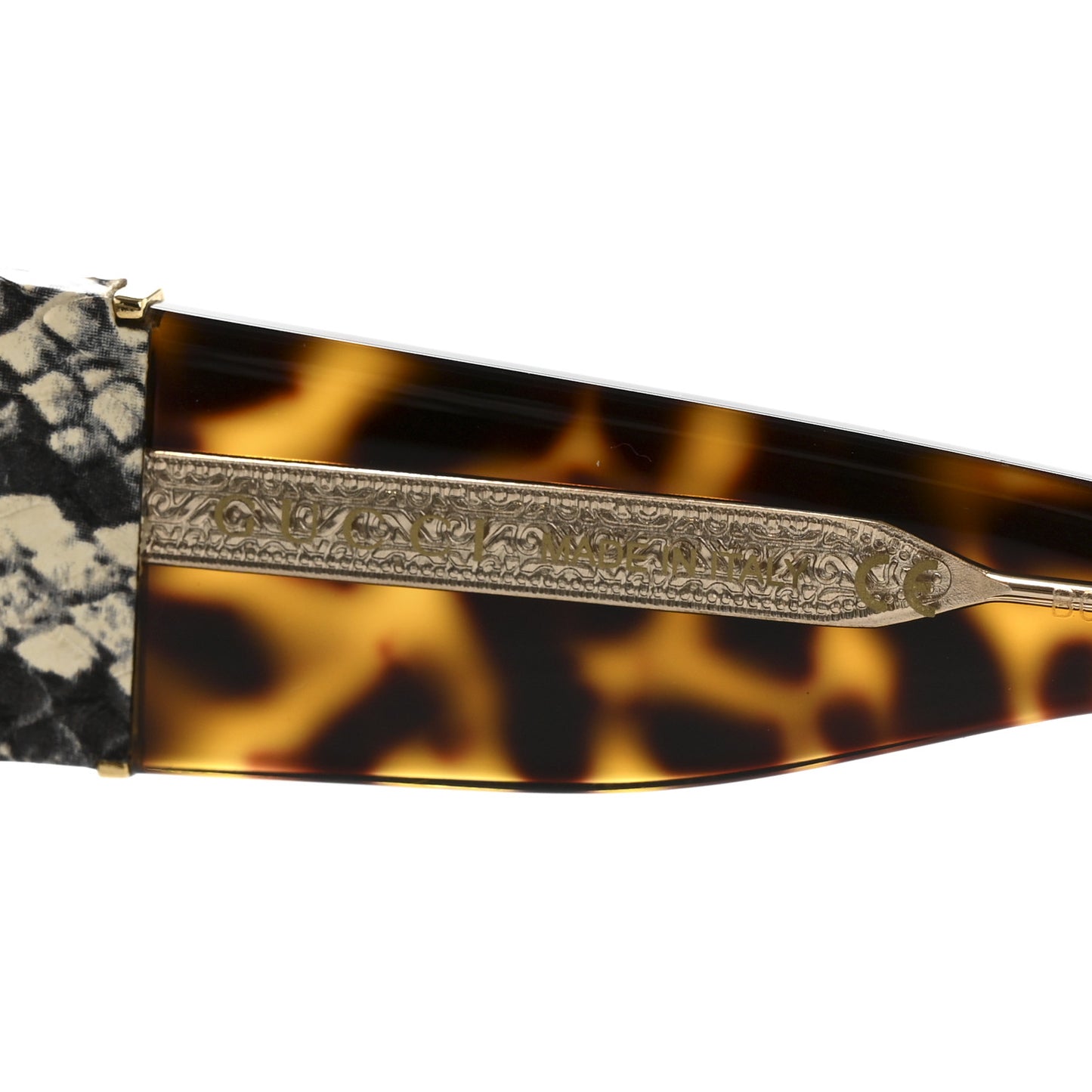 Snakeskin Acetate Square Sunglasses GG0484S Havana