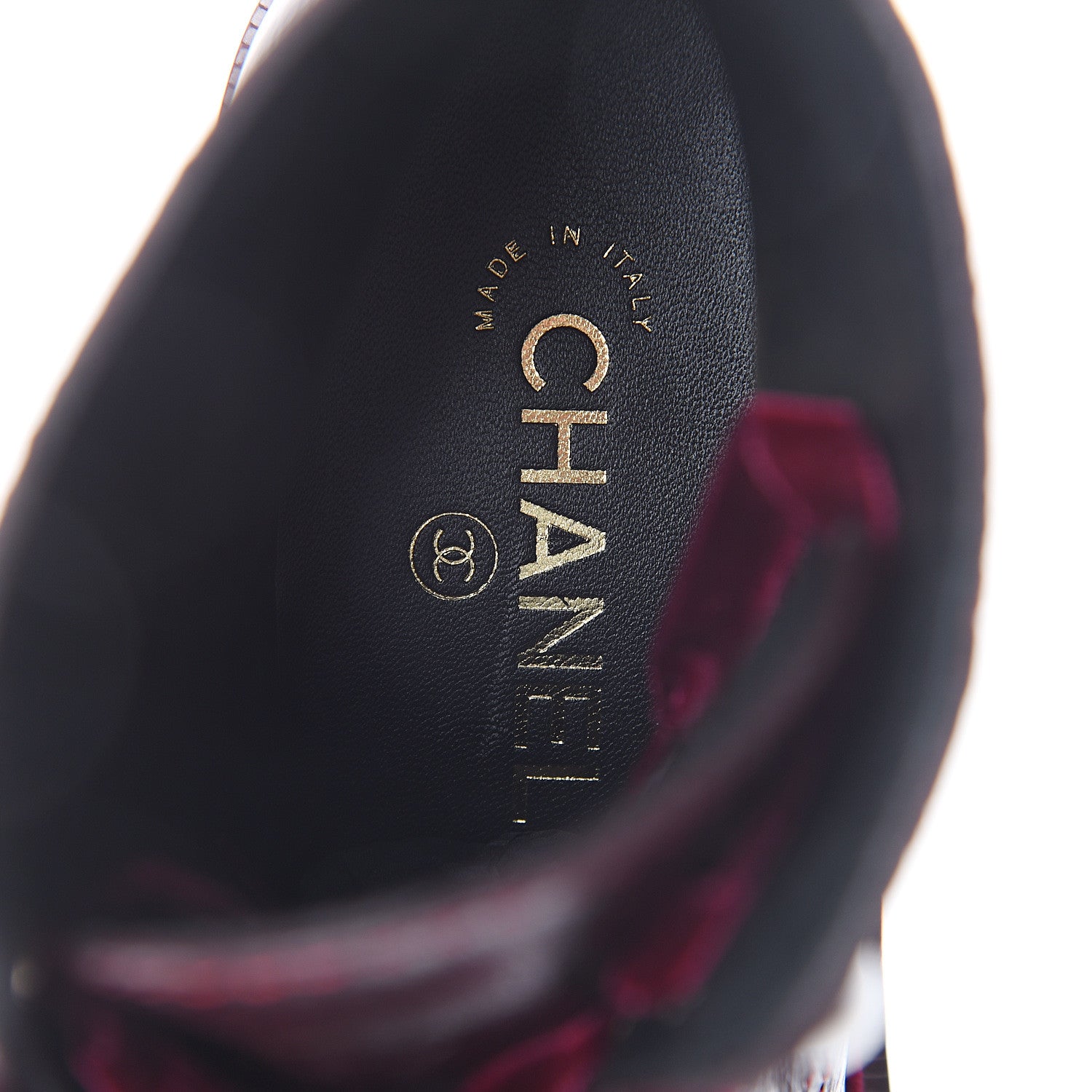 Chanel Calfskin Velvet Pearl Combat Short Boots 39.5 Burgundy 6 of 7