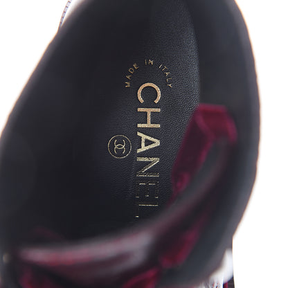 Chanel Calfskin Velvet Pearl Combat Short Boots 39.5 Burgundy 6 of 7