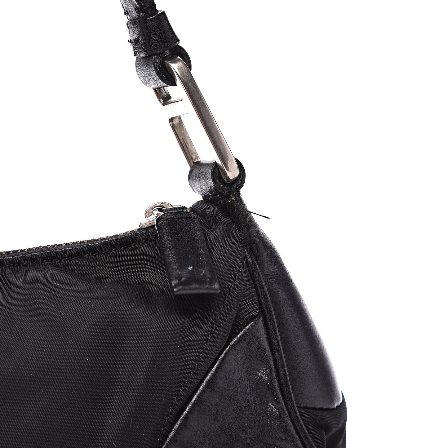 Tessuto Nylon Soft Calfskin Shoulder Bag Black