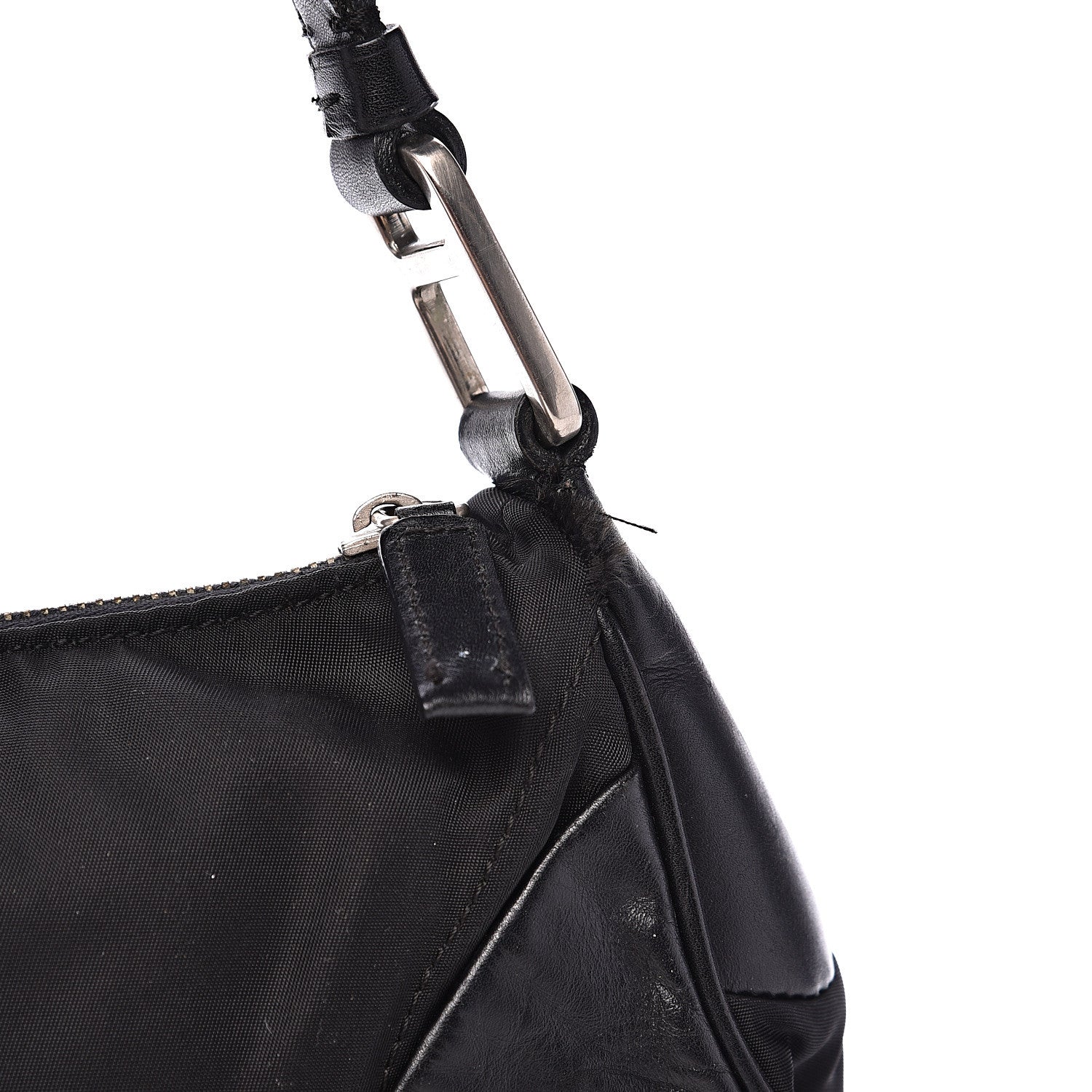 Prada Tessuto Nylon Soft Calfskin Shoulder Bag Black 10 of 15