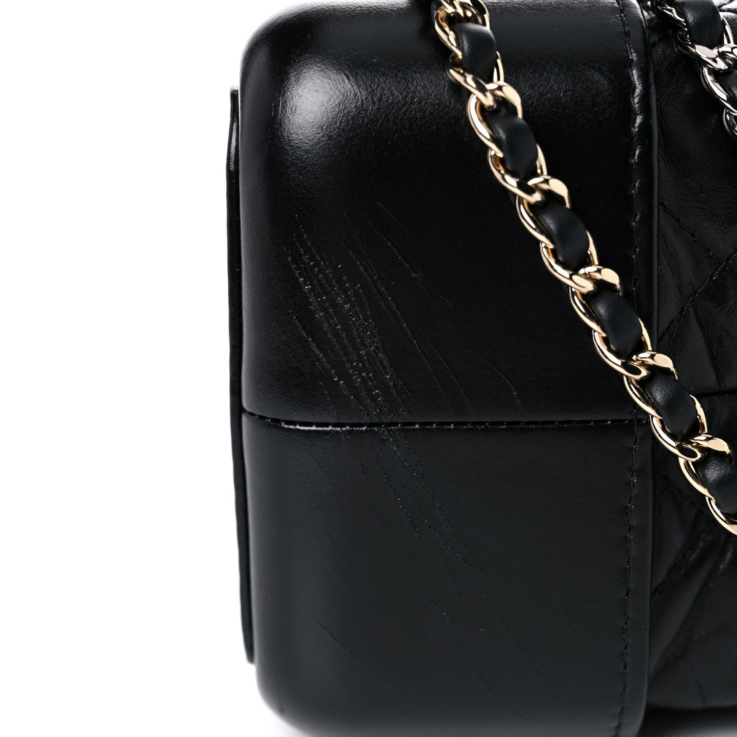 Aged Calfskin Quilted Gabrielle Backpack Black