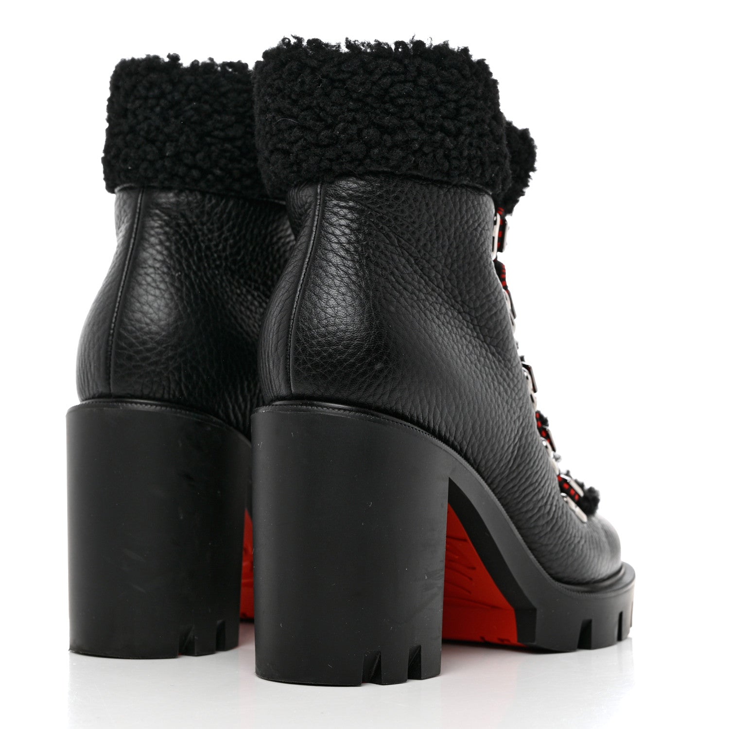 Christian Louboutin Grained Calfskin Shearling Edelvizir 70 Ankle Boots 37 Black 4 of 7