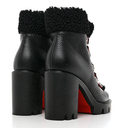 Christian Louboutin Grained Calfskin Shearling Edelvizir 70 Ankle Boots 37 Black 4 of 7