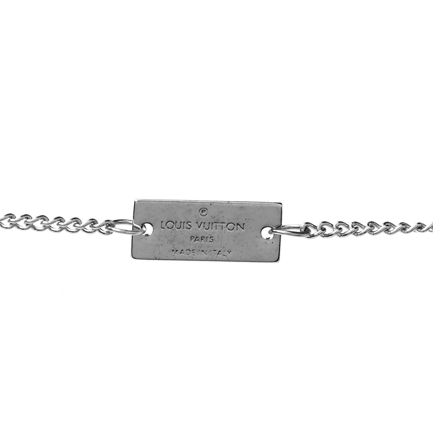 Zamac Palladium Monogram Charms Necklace Silver