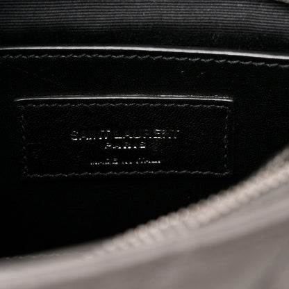 Saint Laurent Sheepskin Matelasse Chevron Monogram Medium College Bag Light Coal 6 of 20