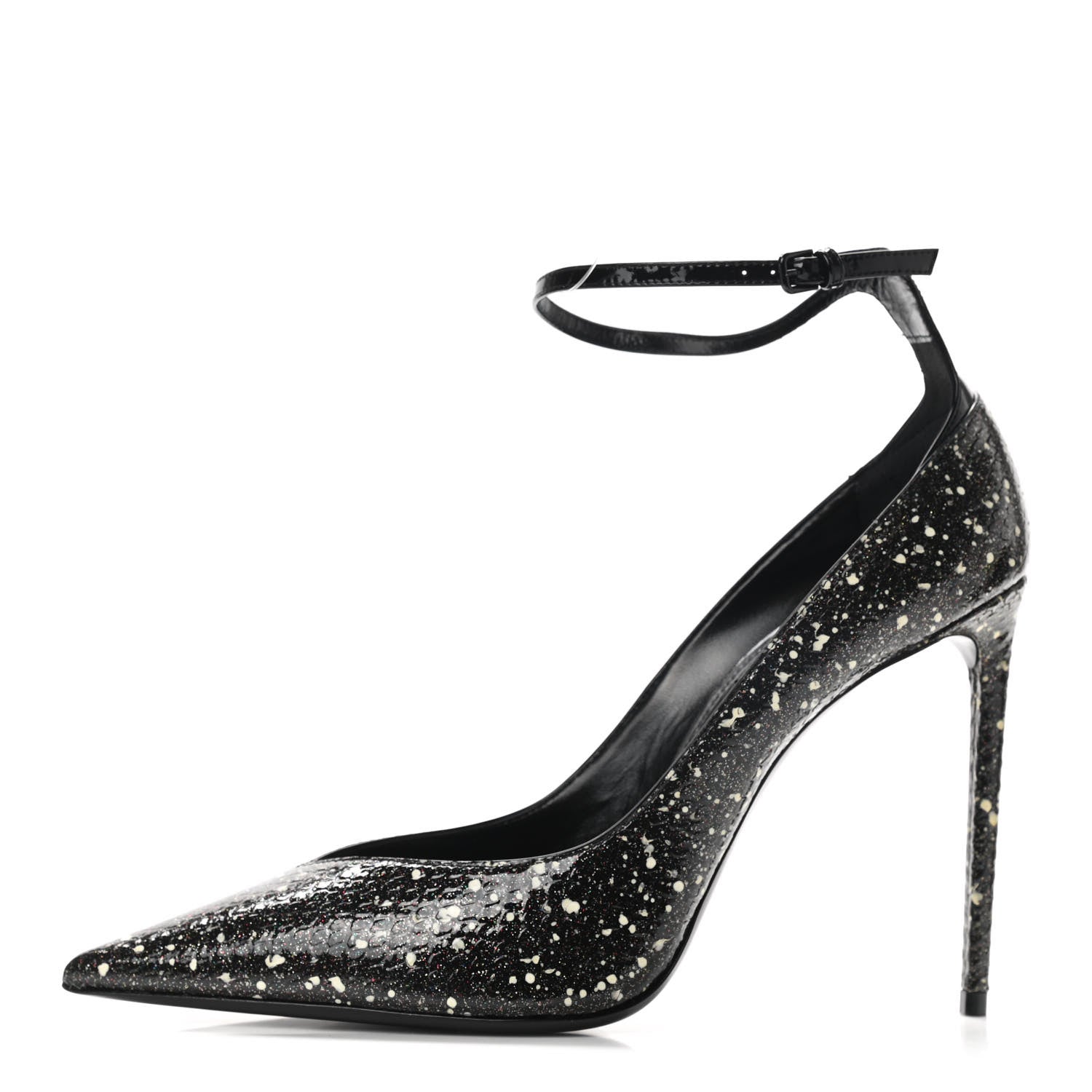 Saint Laurent Vernis Snakeskin Embossed Calfskin Zoe 105 Star Pumps 39.5 Black White Multicolor 1 of 8