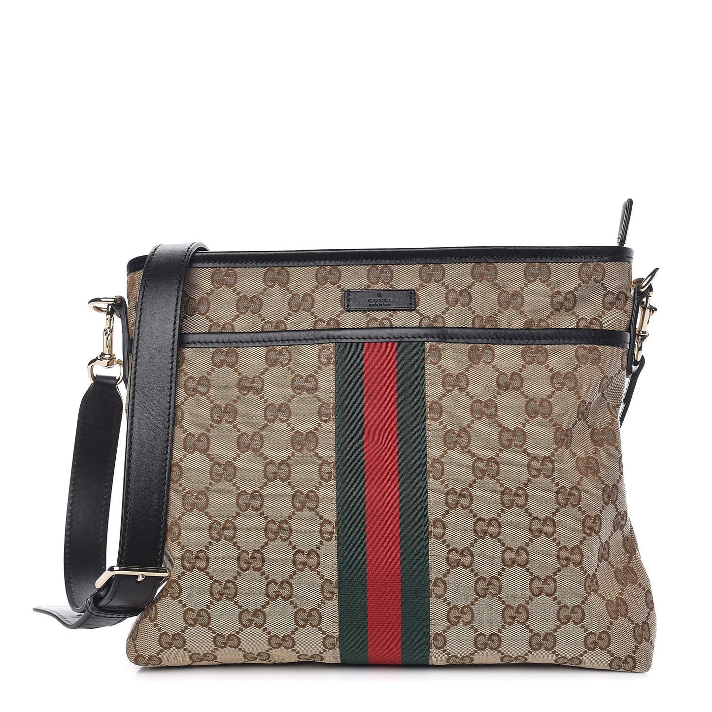 GG Monogram Web Flat Messenger Bag Black