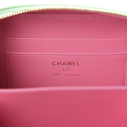 Chanel Caviar Quilted Filigree Vanity Clutch With Chain Pink Light Blue Green 8 of 10