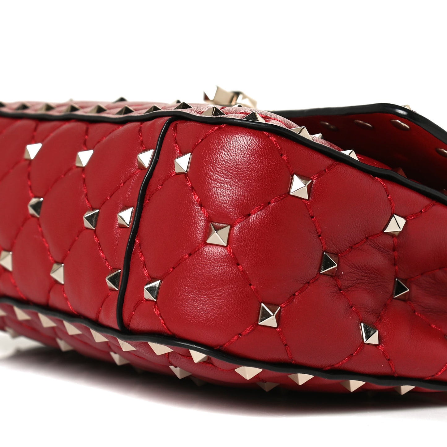 Nappa Small Rockstud Spike Shoulder Bag Rosso Valentino