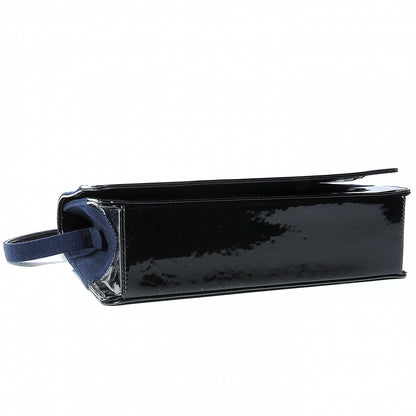 Chanel Patent Trim Jersey Shoulder Bag Dark Blue 8 of 8