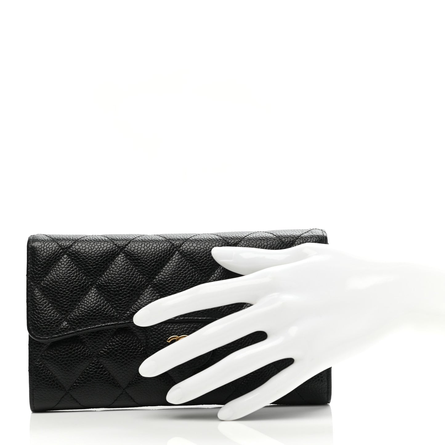 Caviar Quilted Large Flap Wallet Black