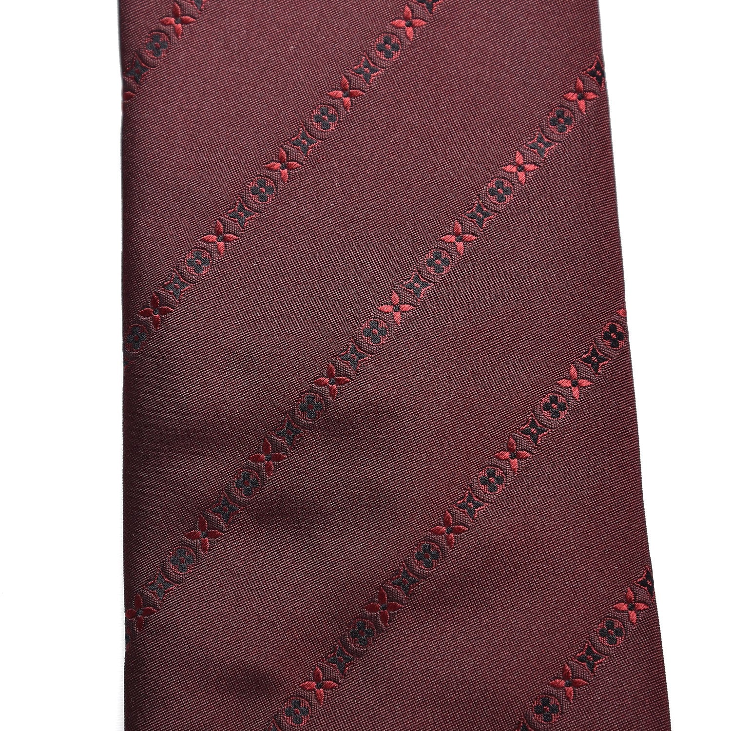 Louis Vuitton Silk Mens Neck Tie Bordeaux 6 of 6