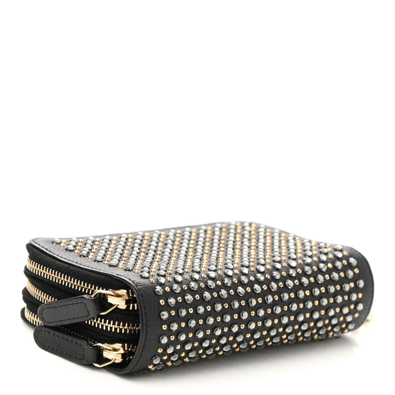 Chanel Bullskin Strass Studded Zip Around Phone Holder Black 4 of 8