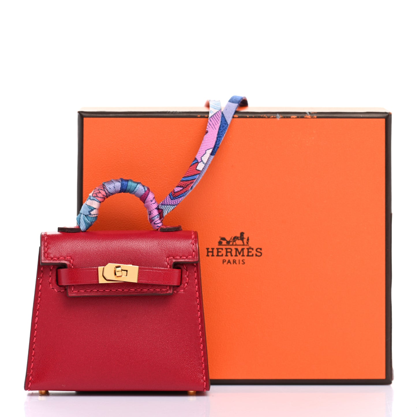 Tadelakt Mini Kelly Twilly Bag Charm Rouge Vif