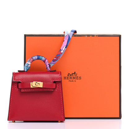 Hermes Tadelakt Mini Kelly Twilly Bag Charm Rouge Vif 7 of 7