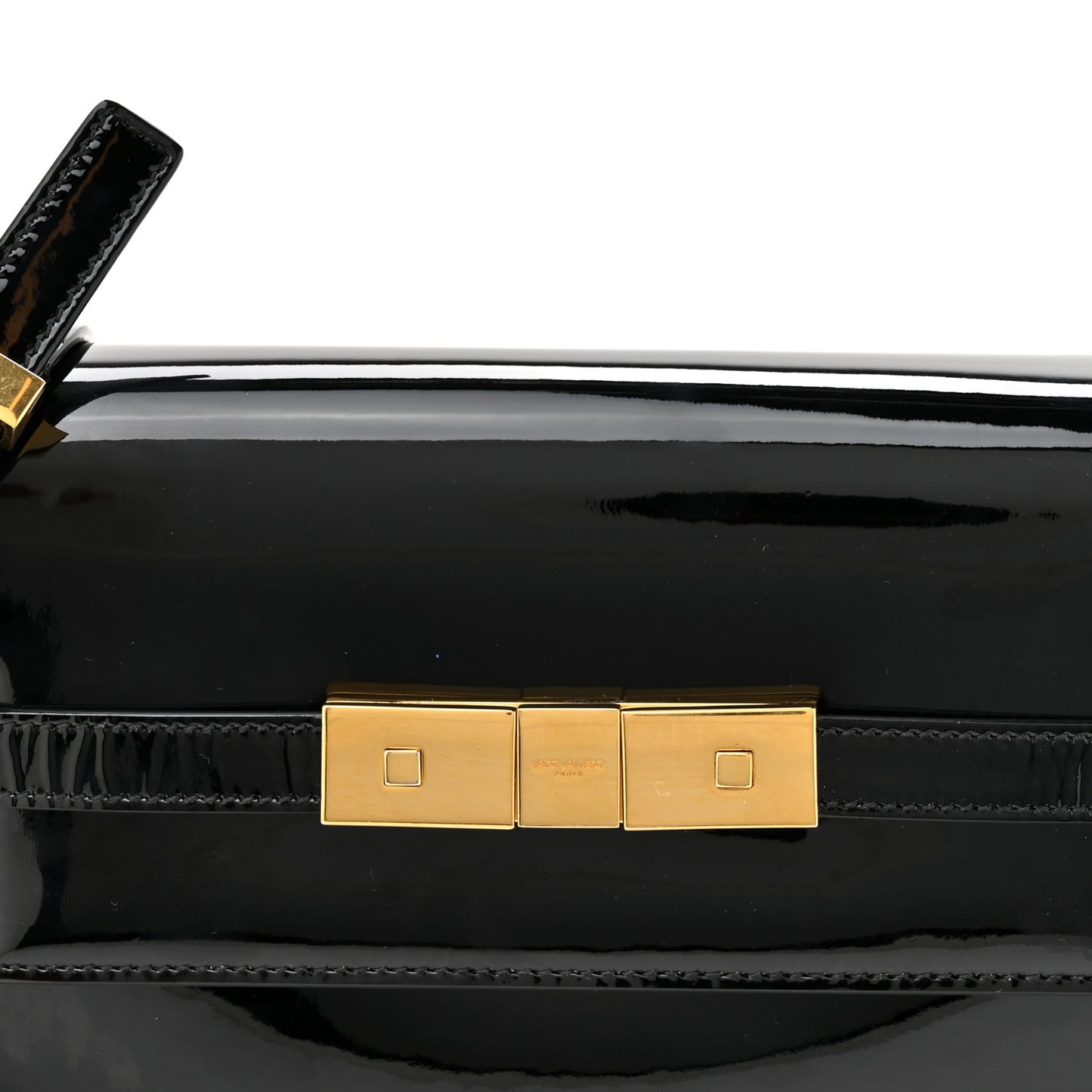 Patent Small Manhattan Shoulder Bag Black