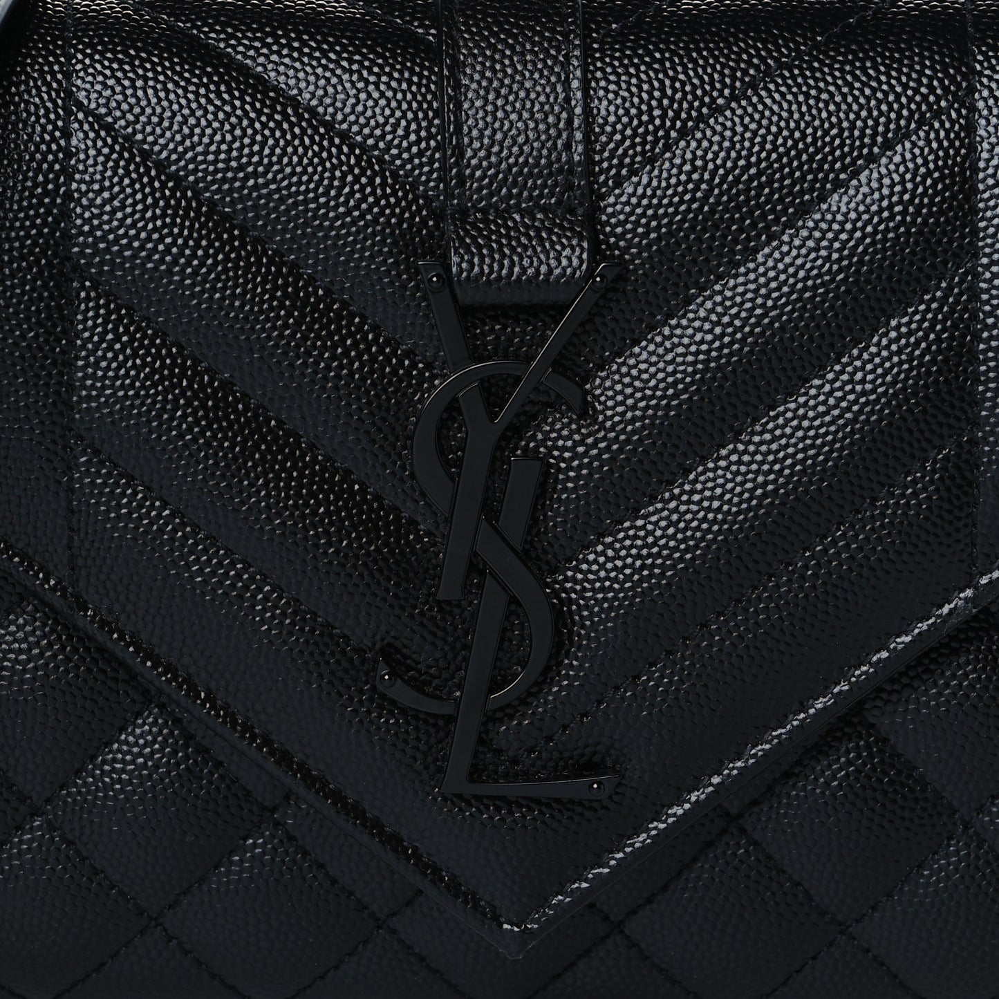 Grain De Poudre Textured Mixed Matelasse Triquilt Small Monogram Satchel Black