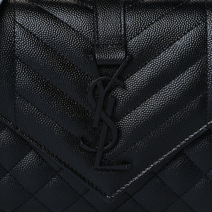 Saint Laurent Grain De Poudre Textured Mixed Matelasse Triquilt Small Monogram Satchel Black 6 of 8