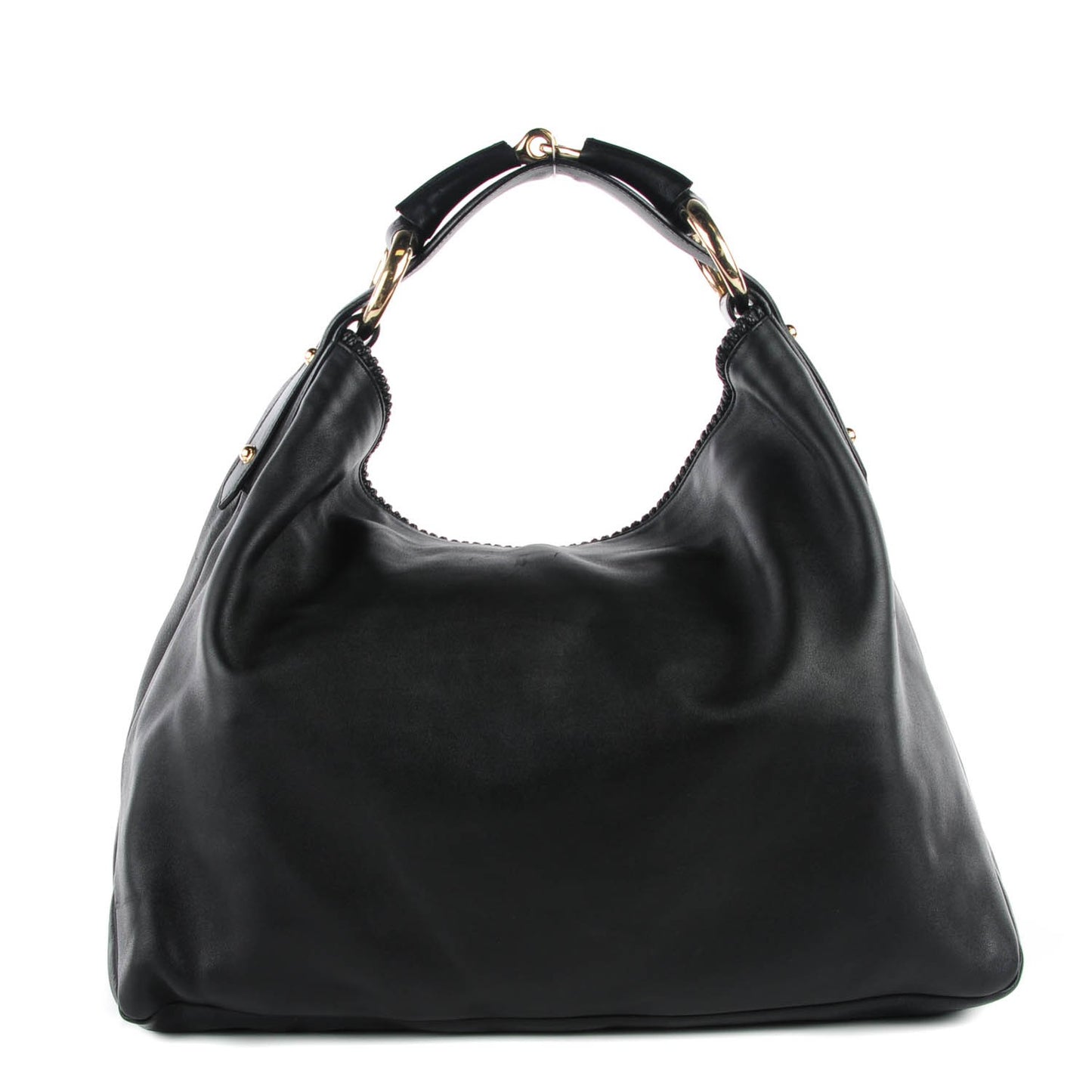 Calfskin Large Horsebit Chain Hobo Black