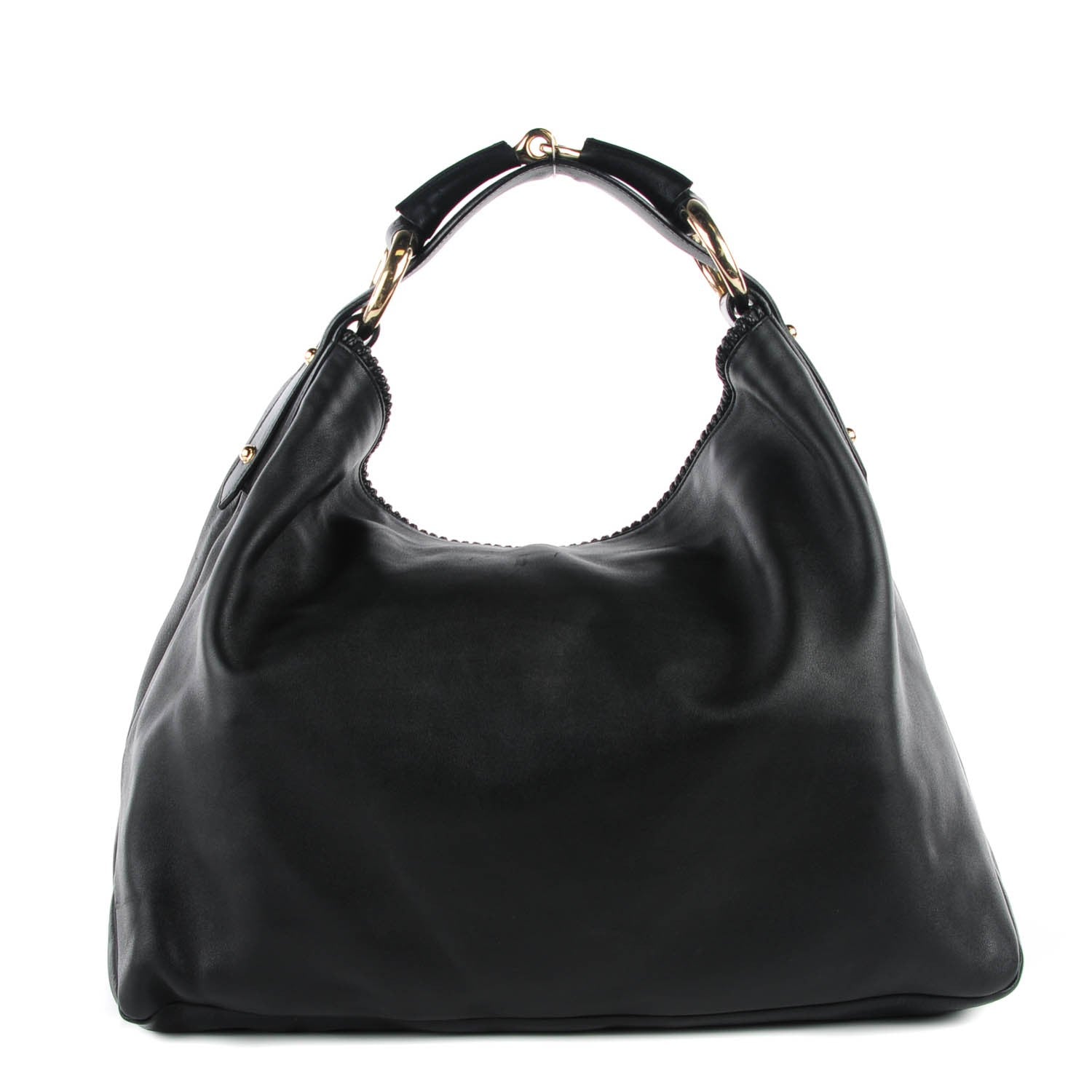 Gucci Calfskin Large Horsebit Chain Hobo Black 1 of 7