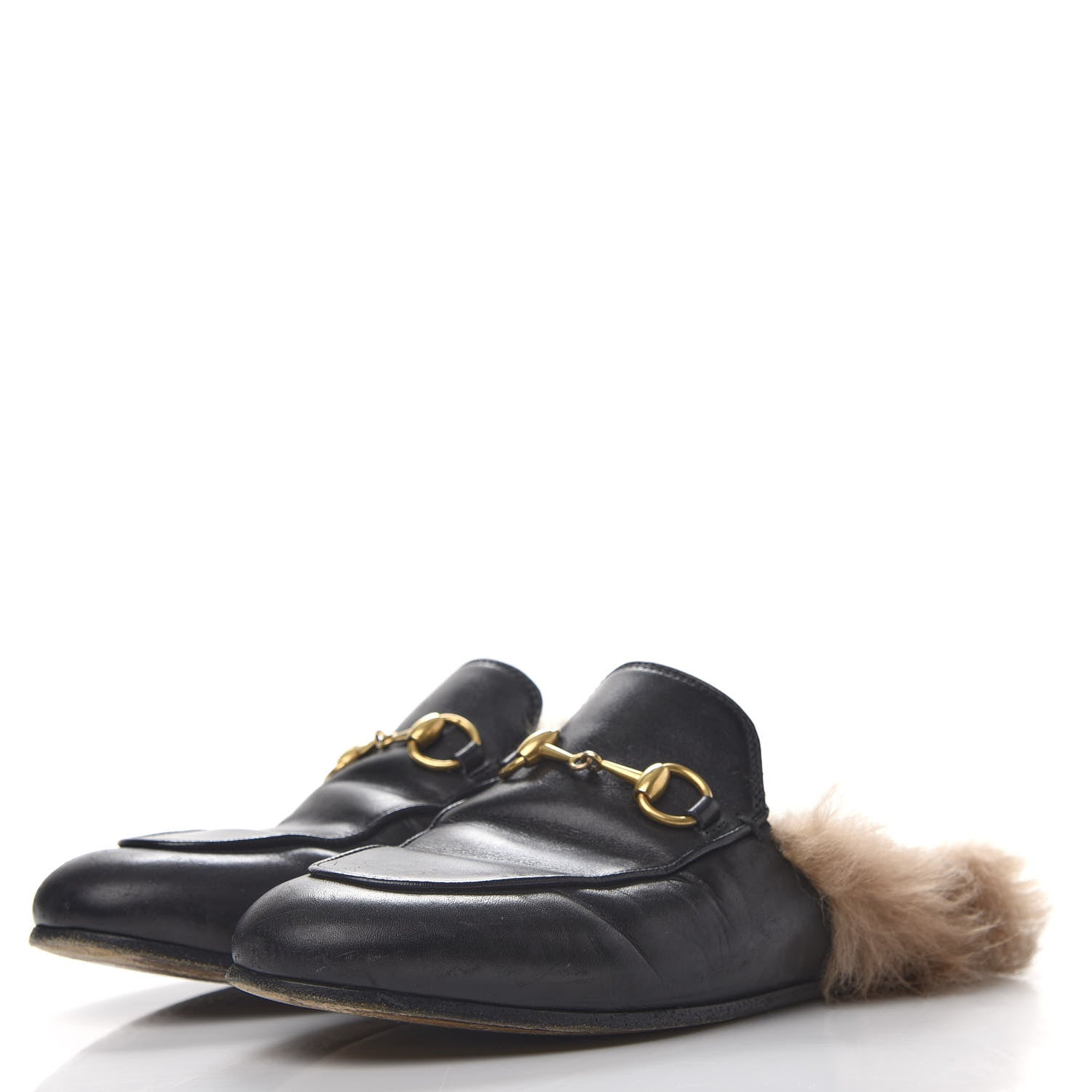 Gucci Calfskin Fur Womens Princetown Slippers 35 Black 3 of 10