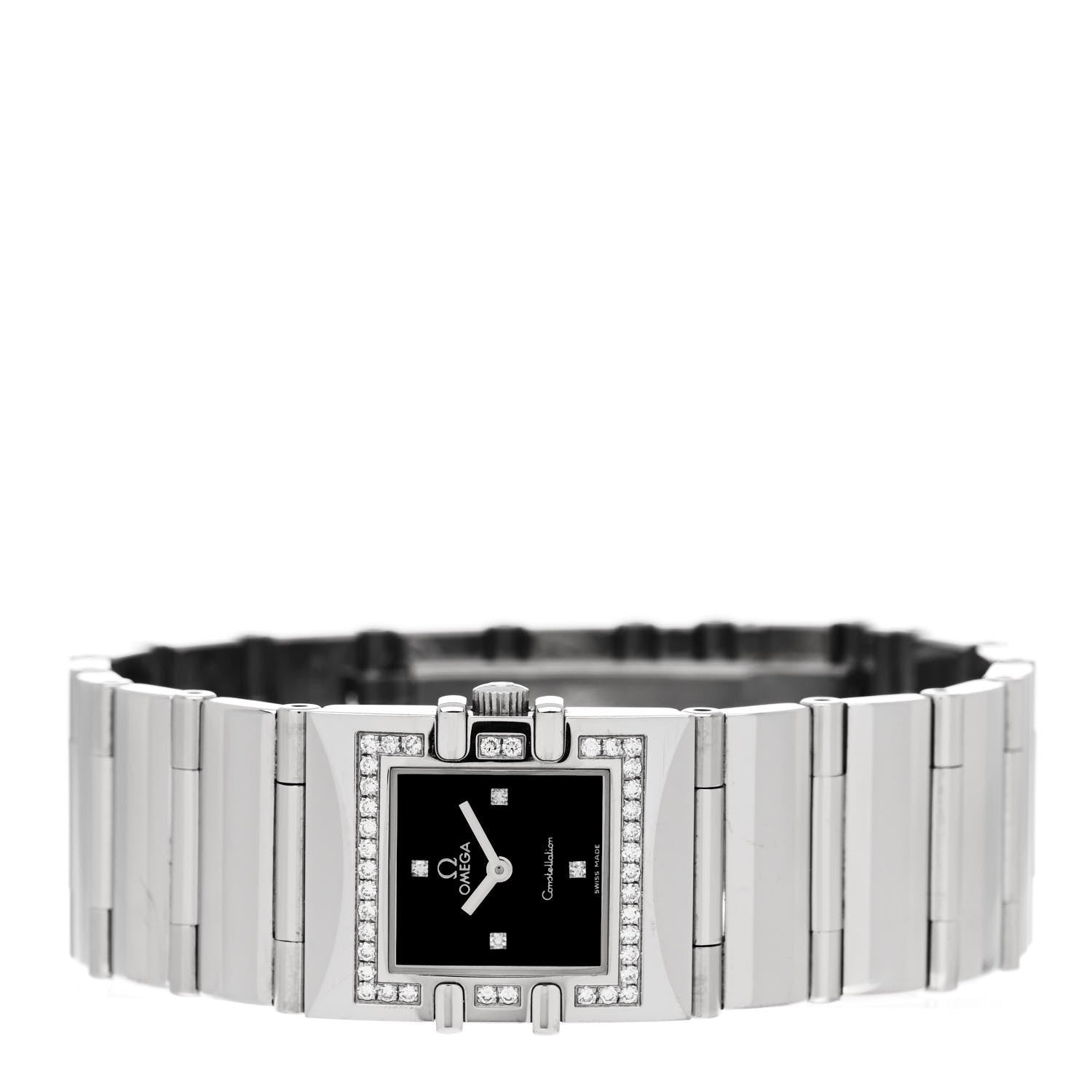 Omega Stainless Steel Diamond 19mm Constellation Quadra Quartz Watch Black 1528.46.00 2 of 5