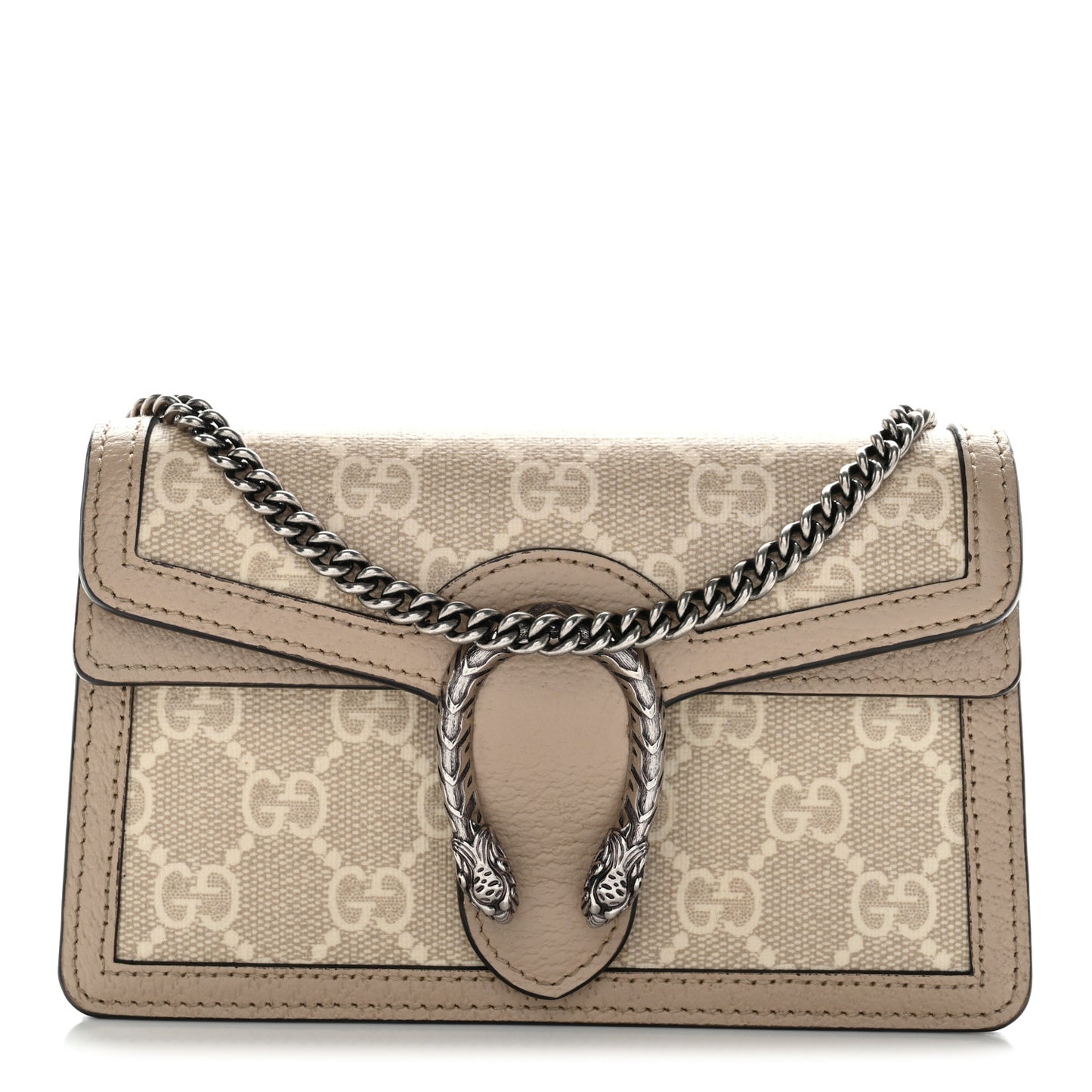 GG Supreme Monogram Textured Dollar Calfskin Super Mini Dionysus Shoulder Bag Beige Mystic White Oatmeal