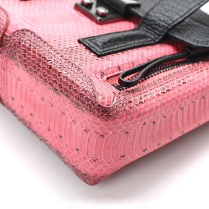 3.1 Phillip Lim Textured Calfskin Elaphe Snakeskin Mini Pashli Satchel Pink Black 10 of 12