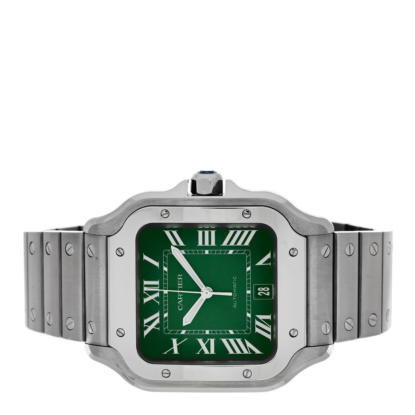 Stainless Steel 39.8mm Santos De Cartier Automatic Watch Green