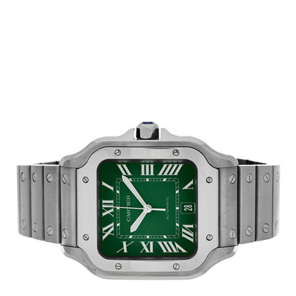Cartier Stainless Steel 39.8mm Santos De Cartier Automatic Watch Green 2 of 5