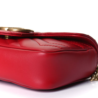 Gucci Calfskin Matelasse Super Mini GG Marmont Shoulder Bag Hibiscus Red 10 of 11