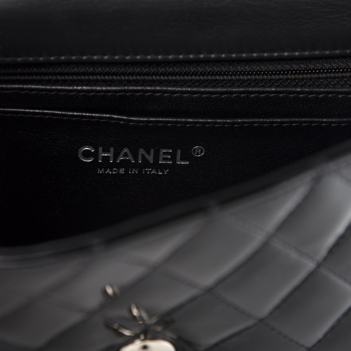 Patent Calfskin Quilted Mini Rectangular Flap Black